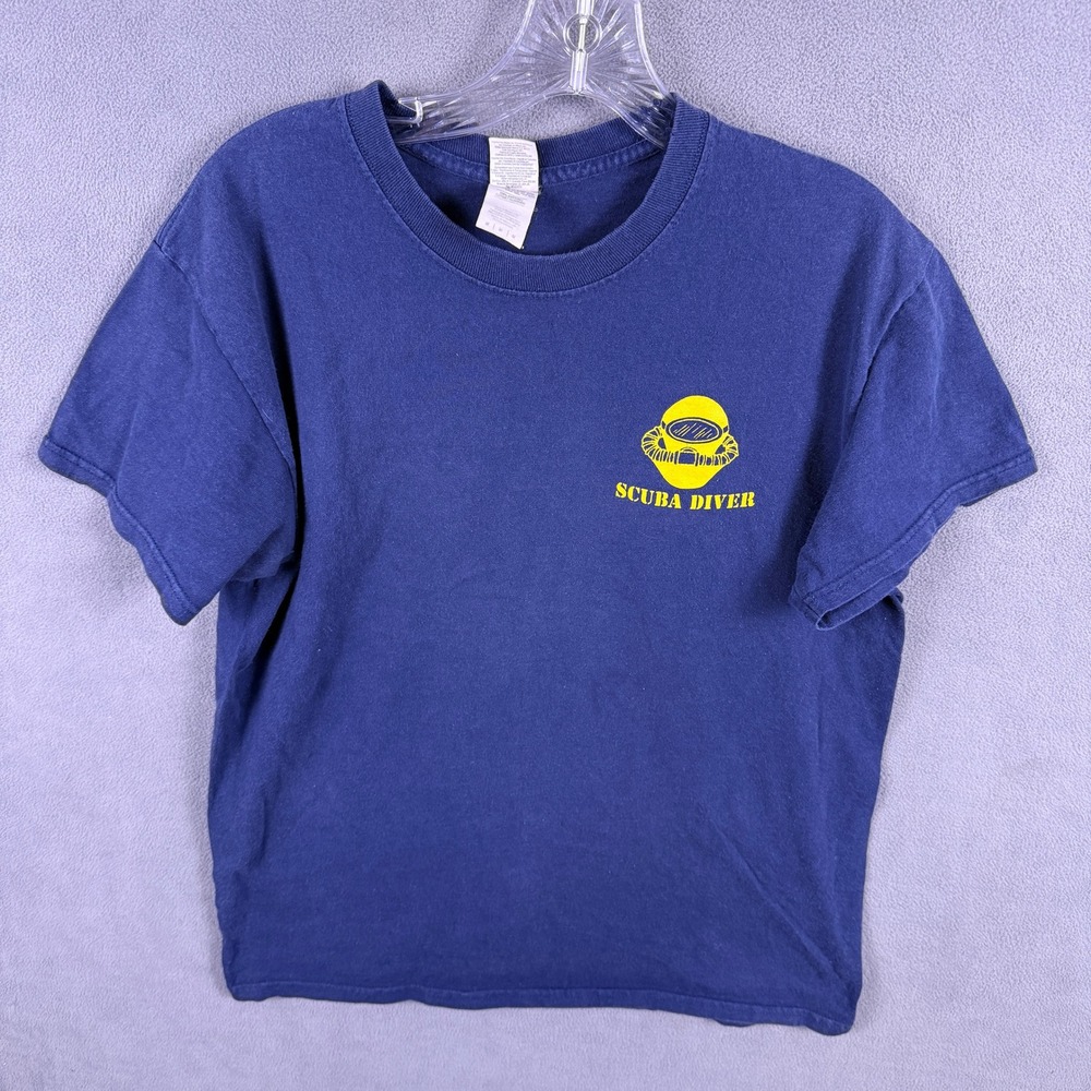 US Navy Scuba Diver Mens T-Shirt  M Blue Gildan Graphic Tee Short Sleeve
